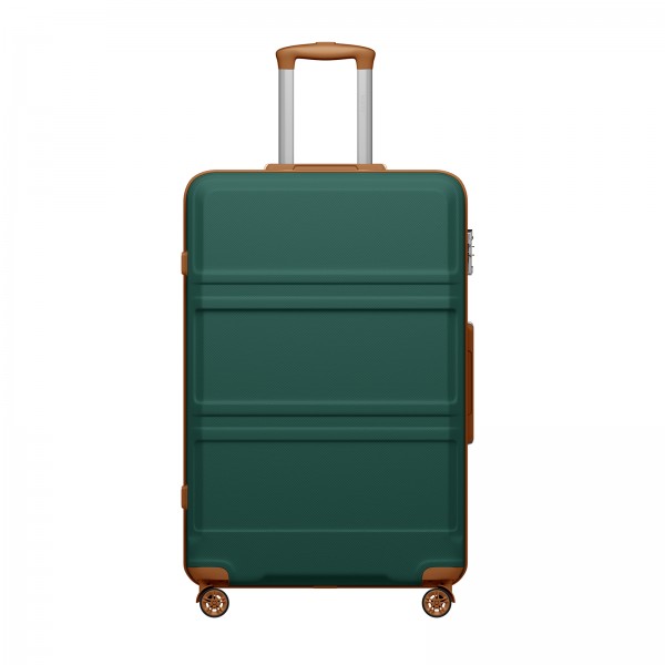 KSK2581 - Kono 28‑Zoll‑Hartschalen‑Koffer mit hohem Fassungsvermögen aus ABS+PC, TSA‑Schloss, YKK‑Reißverschluss, 360° leise Laufrollen‑ Grün und Braun