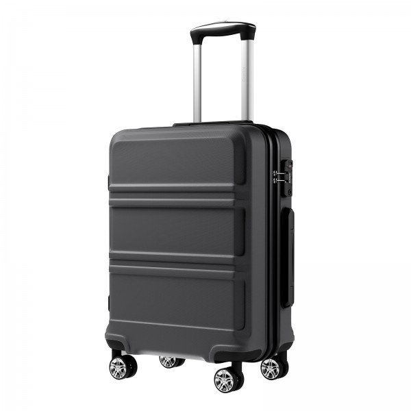KSK2581 - Kono 20‑Zoll‑Hartschalen‑Kabinenkoffer aus ABS+PC, TSA‑Schloss, YKK‑Reißverschluss, 360° TPE‑Leichtlaufrollen Handgepäck – Grau und Schwarz