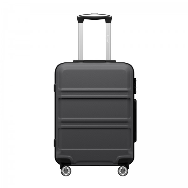 KSK2581 - Kono 20‑Zoll‑Hartschalen‑Kabinenkoffer aus ABS+PC, TSA‑Schloss, YKK‑Reißverschluss, 360° TPE‑Leichtlaufrollen Handgepäck – Grau und Schwarz