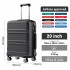 KSK2581 - Kono 20‑Zoll‑Hartschalen‑Kabinenkoffer aus ABS+PC, TSA‑Schloss, YKK‑Reißverschluss, 360° TPE‑Leichtlaufrollen Handgepäck – Grau und Schwarz