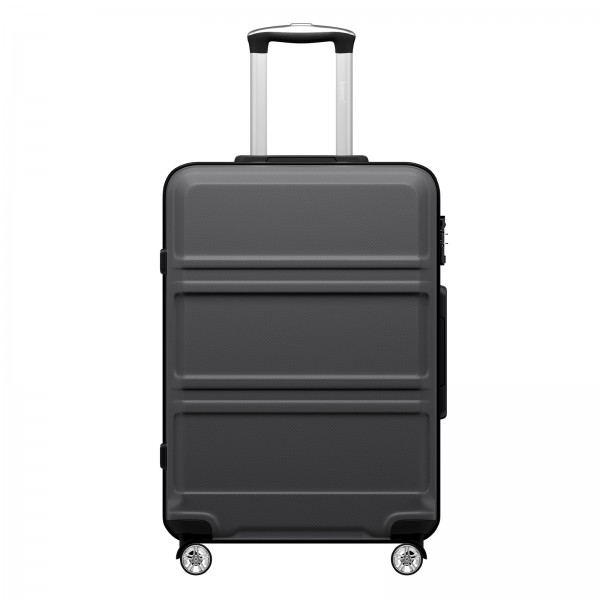 KSK2581 - Kono 24 Inch ABS+PC Hard Shell Suitcase, TSA Lock YKK Zipper 360° Spinner Wheels Medium Checked Luggage - Grey And Black