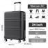 KSK2581 - Kono 24 Inch ABS+PC Hard Shell Suitcase, TSA Lock YKK Zipper 360° Spinner Wheels Medium Checked Luggage - Grey And Black