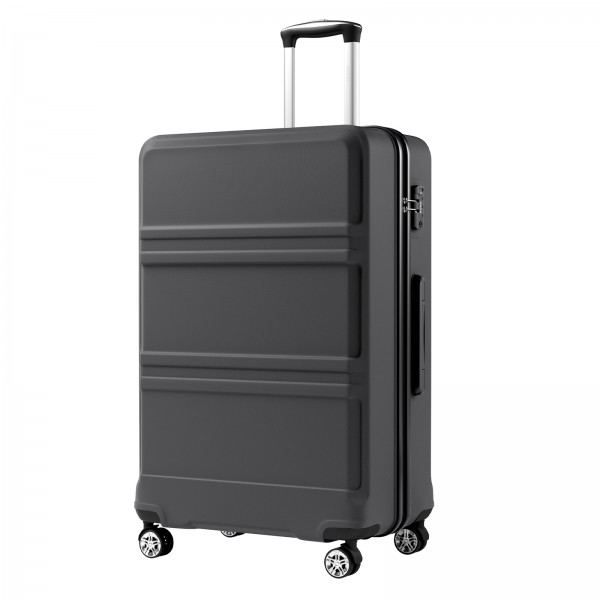 KSK2581 - Kono 28 Inch Large Capacity ABS+PC Hard Shell Suitcase, TSA Lock YKK Zipper 360° Silent Spinner Wheels Luggage - Grey And Black