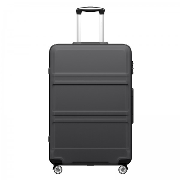 KSK2581 - Kono 28 Inch Large Capacity ABS+PC Hard Shell Suitcase, TSA Lock YKK Zipper 360° Silent Spinner Wheels Luggage - Grey And Black