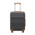 KSK2581 - Kono 20 Inch ABS+PC Hard Shell Cabin Suitcase, TSA Lock YKK Zipper 360° TPE Spinner Wheels Carry On Luggage - Grey And Brown