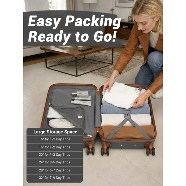 KSK2581 - Kono 28 Inch Large Capacity ABS+PC Hard Shell Suitcase, TSA Lock YKK Zipper 360° Silent Spinner Wheels Luggage - Grey And Brown