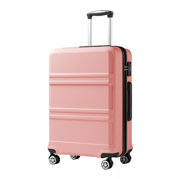 KSK2581 - Kono 24 Inch ABS+PC Hard Shell Suitcase, TSA Lock YKK Zipper 360° Spinner Wheels Medium Checked Luggage - Nude And Black