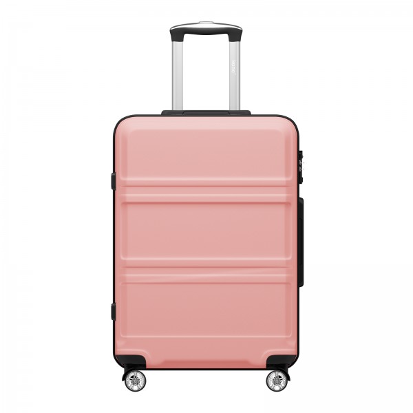 KSK2581 - Kono 24 Inch ABS+PC Hard Shell Suitcase, TSA Lock YKK Zipper 360° Spinner Wheels Medium Checked Luggage - Nude And Black
