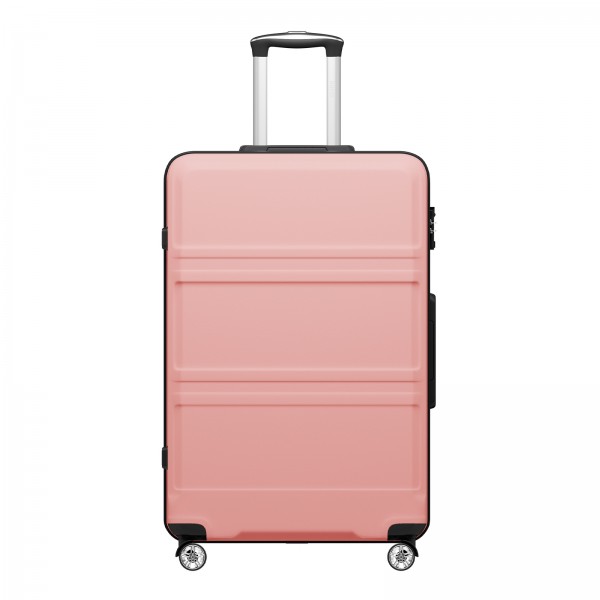 KSK2581 - Kono 28 Inch Large Capacity ABS+PC Hard Shell Suitcase, TSA Lock YKK Zipper 360° Silent Spinner Wheels Luggage - Nude And Black