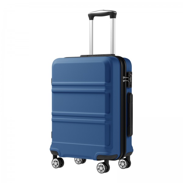 KSK2581 - Kono 20 Inch ABS+PC Hard Shell Cabin Suitcase, TSA Lock YKK Zipper 360° TPE Spinner Wheels Carry On Luggage - Navy And Black