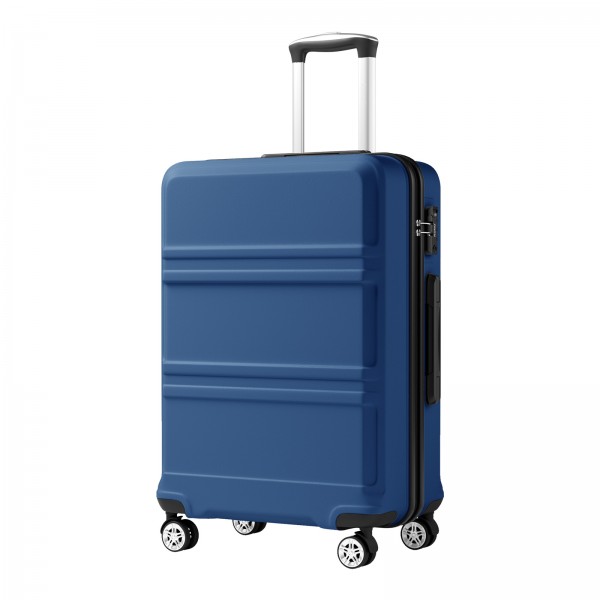 KSK2581 - Kono 24 Inch ABS+PC Hard Shell Suitcase, TSA Lock YKK Zipper 360° Spinner Wheels Medium Checked Luggage - Navy And Black