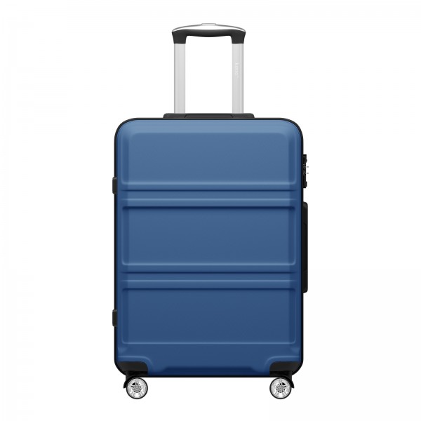 KSK2581 - Kono 24 Inch ABS+PC Hard Shell Suitcase, TSA Lock YKK Zipper 360° Spinner Wheels Medium Checked Luggage - Navy And Black