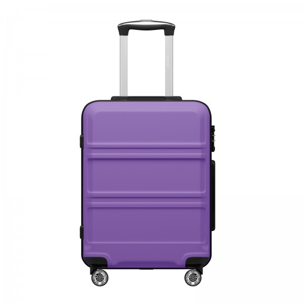 KSK2581 - Kono 20‑Zoll‑Hartschalen‑Kabinenkoffer aus ABS+PC, TSA‑Schloss, YKK‑Reißverschluss, 360° TPE‑Leichtlaufrollen Handgepäck – Lila und Schwarz