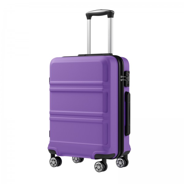 KSK2581 - Kono 20‑Zoll‑Hartschalen‑Kabinenkoffer aus ABS+PC, TSA‑Schloss, YKK‑Reißverschluss, 360° TPE‑Leichtlaufrollen Handgepäck – Lila und Schwarz