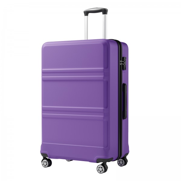 KSK2581 - Kono 28 Inch Large Capacity ABS+PC Hard Shell Suitcase, TSA Lock YKK Zipper 360° Silent Spinner Wheels Luggage - Purple And Black