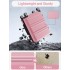KSK2581 - Kono 24 Inch ABS+PC Hard Shell Suitcase, TSA Lock YKK Zipper 360° Spinner Wheels Medium Checked Luggage - Pink And Black
