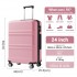 KSK2581 - Kono 24 Inch ABS+PC Hard Shell Suitcase, TSA Lock YKK Zipper 360° Spinner Wheels Medium Checked Luggage - Pink And Black