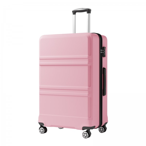 KSK2581 - Kono 28 Inch Large Capacity ABS+PC Hard Shell Suitcase, TSA Lock YKK Zipper 360° Silent Spinner Wheels Luggage - Pink And Black
