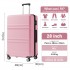 KSK2581 - Kono 28 Inch Large Capacity ABS+PC Hard Shell Suitcase, TSA Lock YKK Zipper 360° Silent Spinner Wheels Luggage - Pink And Black