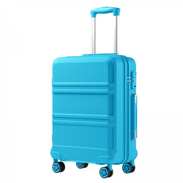 KSK2581 - Kono 20‑Zoll‑Hartschalen‑Kabinenkoffer aus ABS+PC, TSA‑Schloss, YKK‑Reißverschluss, 360° TPE‑Leichtlaufrollen Handgepäck – Rotkehlchen‑Eiblau