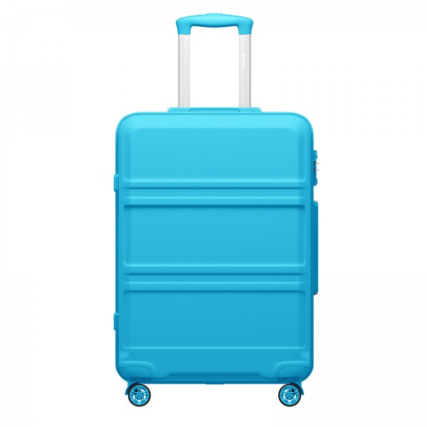 KSK2581 - Kono 24‑Zoll‑Hartschalenkoffer aus ABS+PC, TSA‑Schloss, YKK‑Reißverschluss, 360°‑Drehrollen, mittlerer Aufgabe‑Koffer ‑ Rotkehlchen‑Eiblau