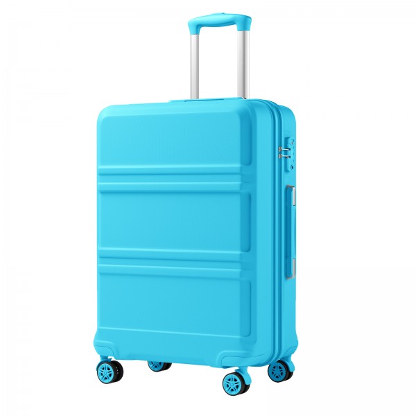 KSK2581 - Kono 24‑Zoll‑Hartschalenkoffer aus ABS+PC, TSA‑Schloss, YKK‑Reißverschluss, 360°‑Drehrollen, mittlerer Aufgabe‑Koffer ‑ Rotkehlchen‑Eiblau