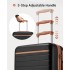 KSK2584 - Kono Kratzerresistente 28-Zoll Hartschalenreisetasche mit horizontalem Streifendesign, braunen Akzenten und Spinner-Rädern - Schwarz und Braun