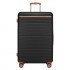 KSK2584 - Kono Kratzerresistente 28-Zoll Hartschalenreisetasche mit horizontalem Streifendesign, braunen Akzenten und Spinner-Rädern - Schwarz und Braun