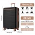 KSK2584 - Kono Kratzerresistente 28-Zoll Hartschalenreisetasche mit horizontalem Streifendesign, braunen Akzenten und Spinner-Rädern - Schwarz und Braun
