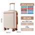KSK2584 - Kono Scratch-Resistant 20-Inch Hard Shell Cabin Suitcase with Horizontal Stripe Design, Brown Accents & Spinner Wheels - Cream and Brown