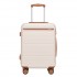 KSK2584 - Kono Scratch-Resistant 20-Inch Hard Shell Cabin Suitcase with Horizontal Stripe Design, Brown Accents & Spinner Wheels - Cream and Brown