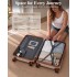 KSK2584 - Kono Scratch-Resistant 3-Piece Hard Shell Luggage Set with Horizontal Stripe Design, Brown Accents & Spinner Wheels - Cream and Brown