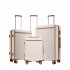 KSK2584 - Kono Scratch-Resistant 3-Piece Hard Shell Luggage Set with Horizontal Stripe Design, Brown Accents & Spinner Wheels - Cream and Brown