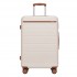 KSK2584 - Kono Scratch-Resistant 24-Inch Hard Shell Medium Check-In Suitcase with Horizontal Stripe Design, Brown Accents & Spinner Wheels - Cream and Brown