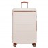 KSK2584 - Kono Scratch-Resistant 28-Inch Large Hard Shell Suitcase with Horizontal Stripe Design, Brown Accents & Spinner Wheels - Cream and Brown