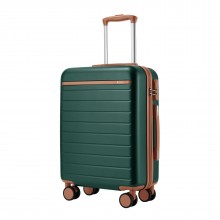 KSK2584 - Kono Scratch-Resistant 20-Inch Hard Shell Cabin Suitcase with Horizontal Stripe Design, Brown Accents & Spinner Wheels - Green And Brown