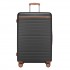 KSK2584 - Kono Kratzerresistente 28-Zoll Hartschalenreisetasche mit horizontalem Streifendesign, braunen Akzenten und Spinner-Rädern - Grau und Braun