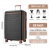 KSK2584 - Kono Kratzerresistente 28-Zoll Hartschalenreisetasche mit horizontalem Streifendesign, braunen Akzenten und Spinner-Rädern - Grau und Braun