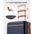 KSK2584 - Kono Kratzfeste 24-Zoll Hartschalen-Mittelgepäck mit horizontalem Streifenmuster, braunen Akzenten und Spinner-Rädern - Marineblau und Braun