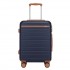 KSK2584 - Kono Scratch-Resistant 20-Inch Hard Shell Cabin Suitcase with Horizontal Stripe Design, Brown Accents & Spinner Wheels - Navy and Brown