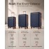KSK2584 - Kono Scratch-Resistant 3-Piece Hard Shell Luggage Set with Horizontal Stripe Design, Brown Accents & Spinner Wheels - Navy and Brown