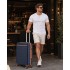 KSK2584 - Kono Scratch-Resistant 3-Piece Hard Shell Luggage Set with Horizontal Stripe Design, Brown Accents & Spinner Wheels - Navy and Brown