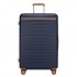KSK2584 - Kono Scratch-Resistant 28-Inch Large Hard Shell Suitcase with Horizontal Stripe Design, Brown Accents & Spinner Wheels - Navy and Brown
