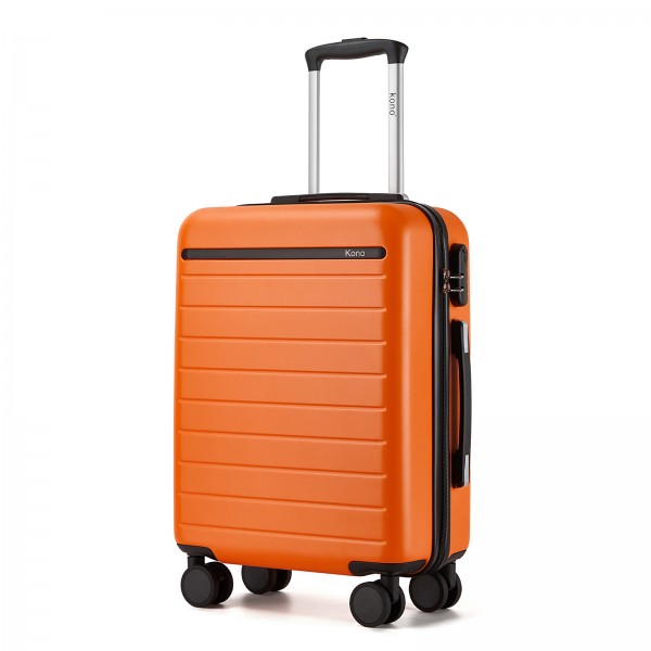 KSK2584 - Kono Kratzfester 20-Zoll-Hartschalen-Kabinenkoffer mit horizontalem Streifendesign - Orange und Schwarz
