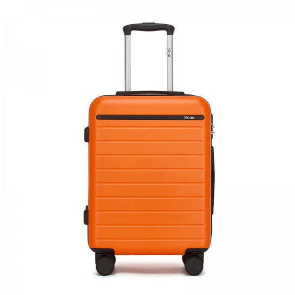 KSK2584 - Kono Kratzfester 20-Zoll-Hartschalen-Kabinenkoffer mit horizontalem Streifendesign - Orange und Schwarz