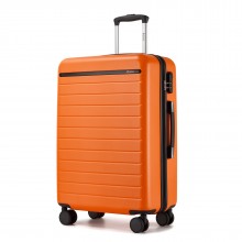 KSK2584 - Kono Scratch-Resistant 24-Inch Hard Shell Medium Check-In Suitcase with Horizontal Stripe Design - Orange And Black