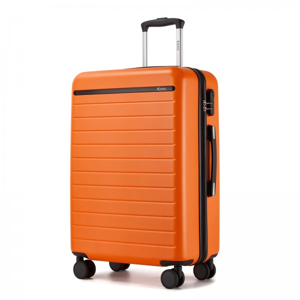 KSK2584 - Kono Kratzfeste 24-Zoll Hartschalen-Mittelgepäck mit horizontalem Streifenmuster - Orange und Schwarz