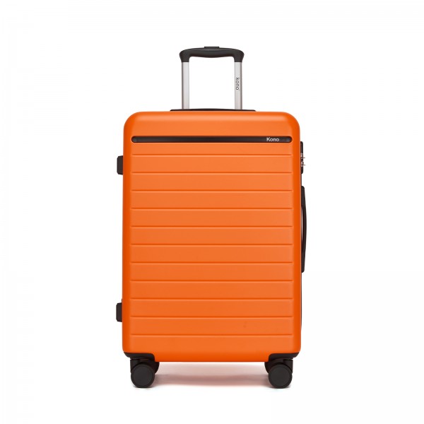 KSK2584 - Kono Kratzfeste 24-Zoll Hartschalen-Mittelgepäck mit horizontalem Streifenmuster - Orange und Schwarz