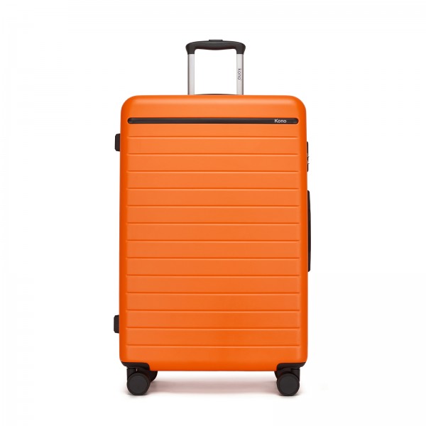 KSK2584 - Kono Kratzerresistente 28-Zoll Hartschalenreisetasche mit horizontalem Streifendesign - Orange und Schwarz