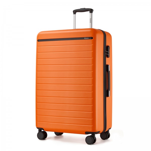 KSK2584 - Kono Kratzerresistente 28-Zoll Hartschalenreisetasche mit horizontalem Streifendesign - Orange und Schwarz